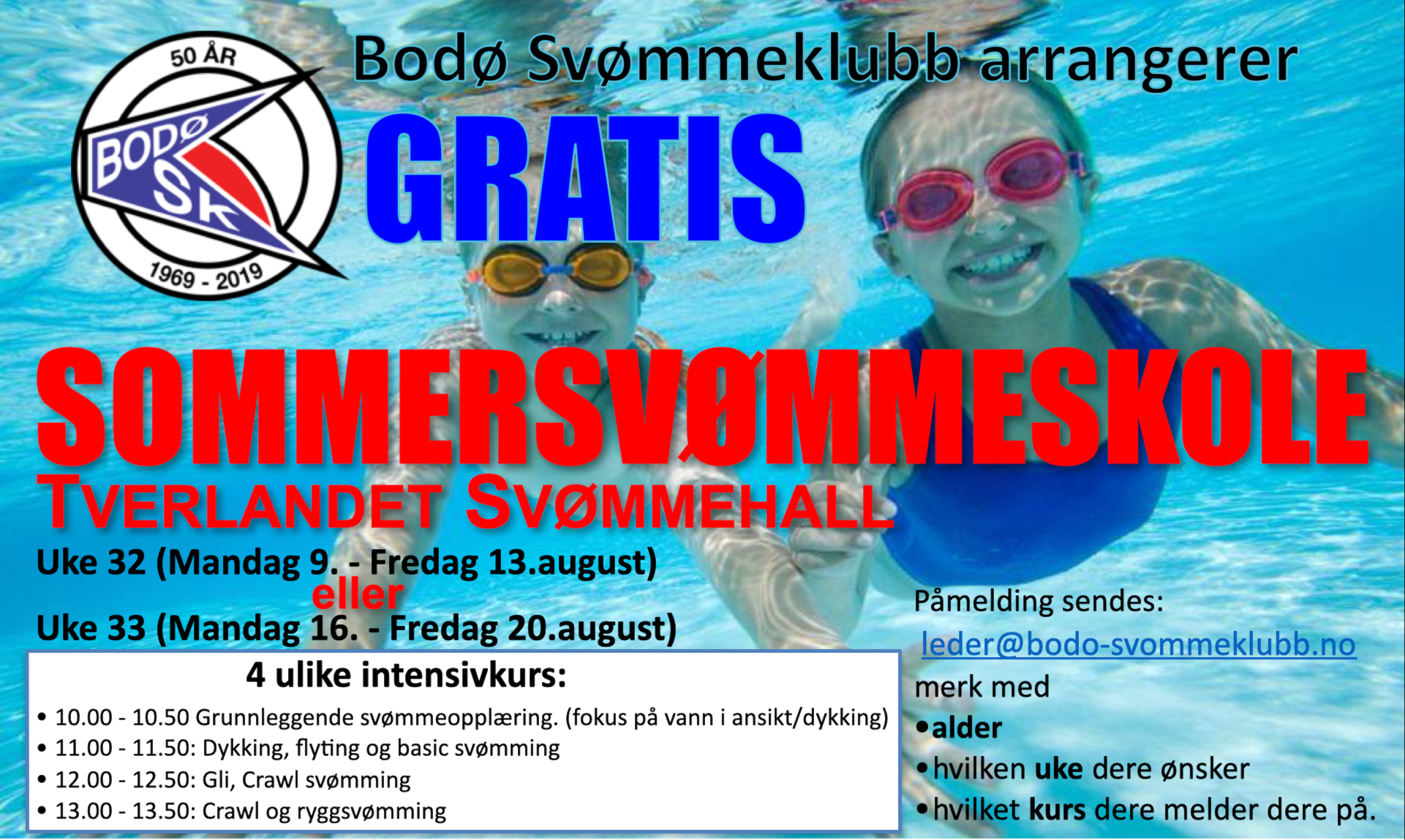 GRATIS sommersvømmeskole i august!